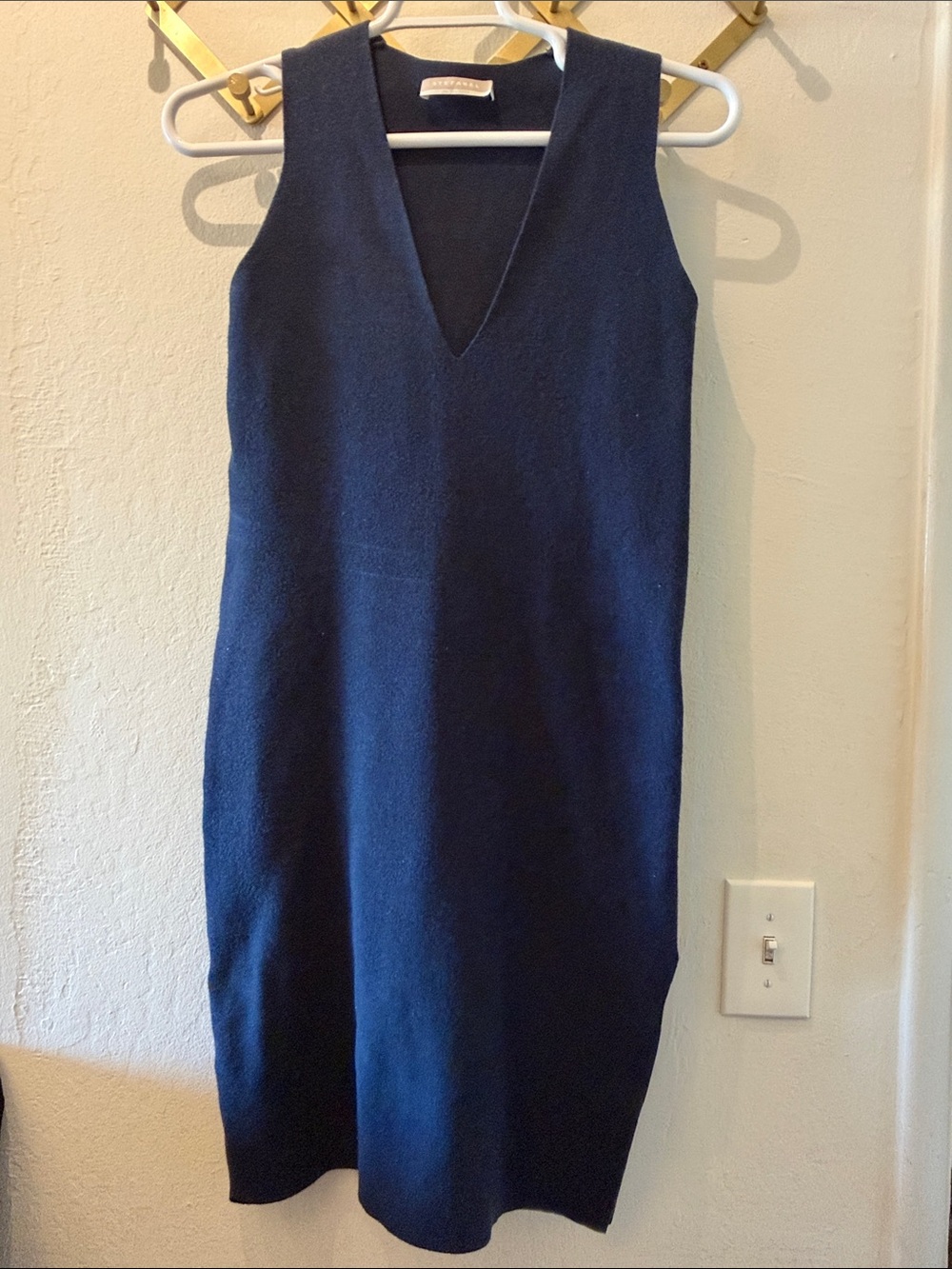 Stefanel Sleeveless V-Neck Midi Dress in Navy